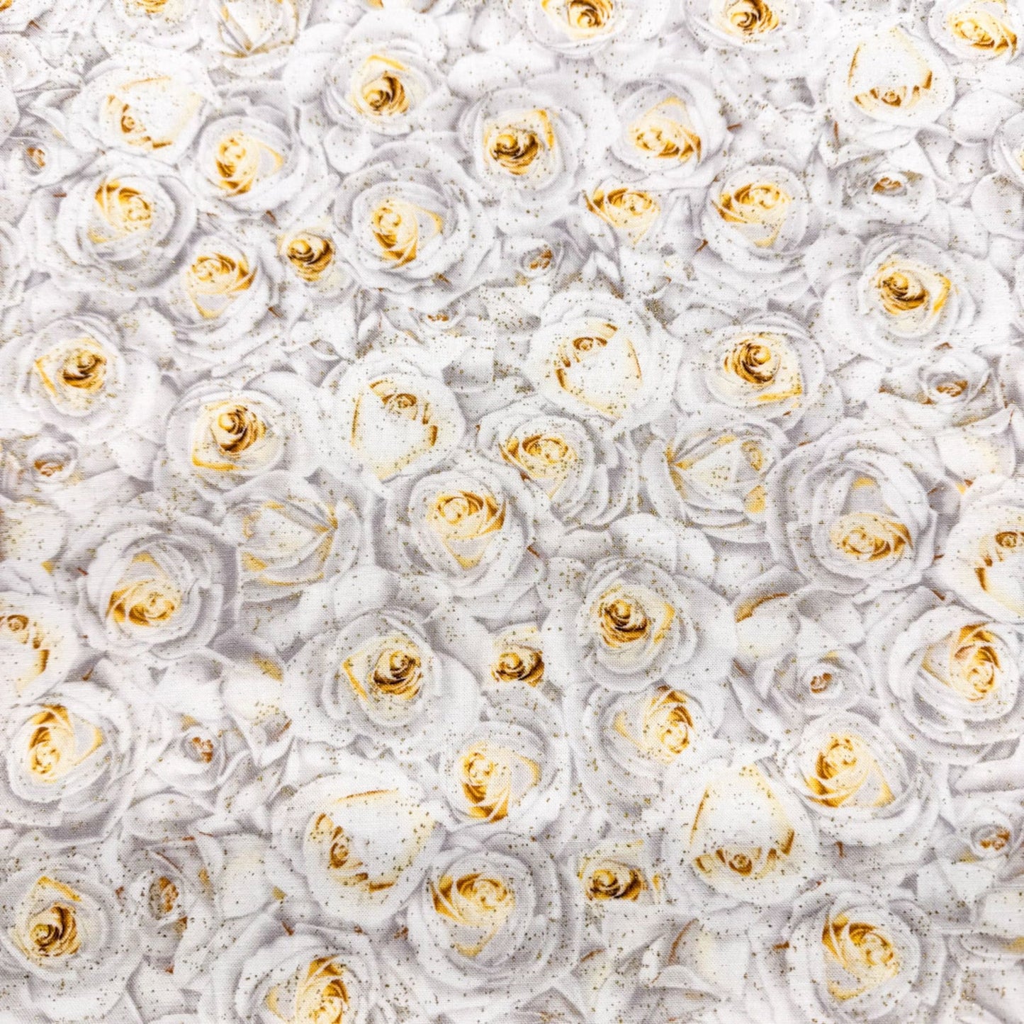 Winter White Rose Cotton Fabric CM2894 Floral - Mary Jo Fabrics
