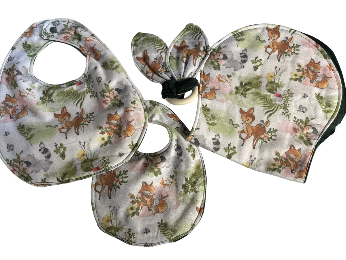 Woodland Animal Baby Bib & Burp Cloth Set - Mary Jo Fabrics