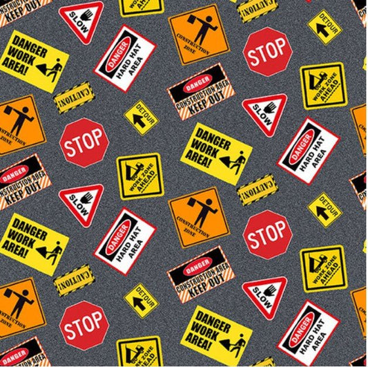 Work Zone Sign fabric 38490 Construction Zone - Mary Jo Fabrics