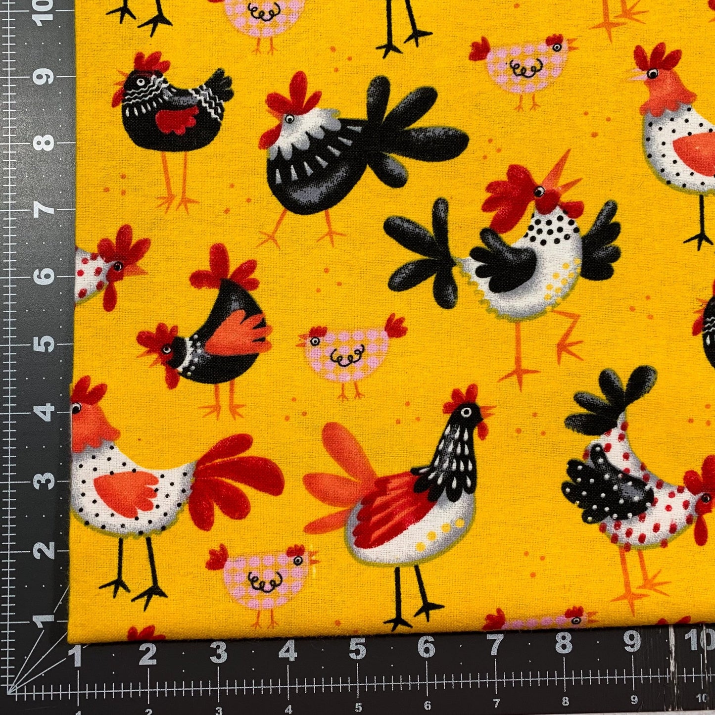 Yellow Chicken FLANNEL 44 - 6361 Cute Hens - Mary Jo Fabrics