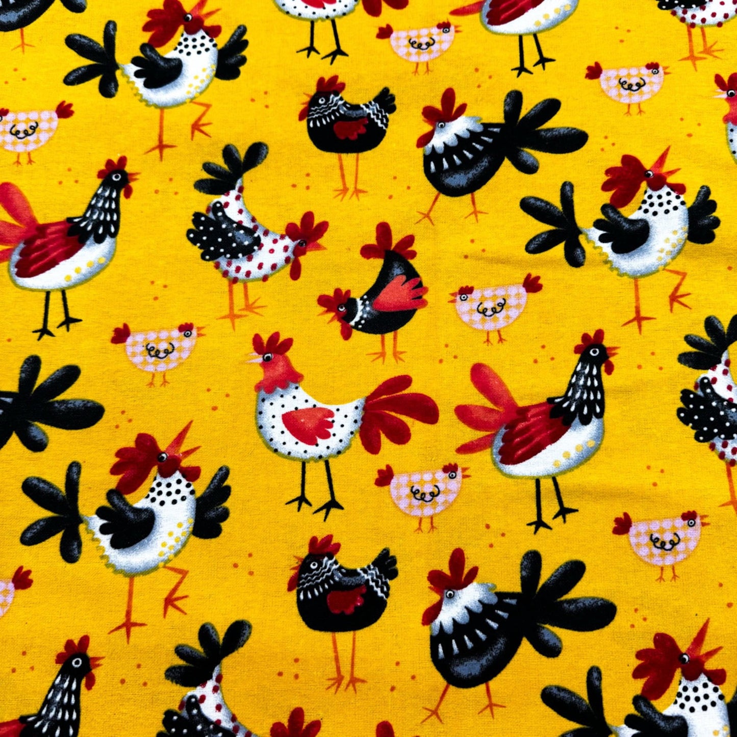 Yellow Chicken FLANNEL 44 - 6361 Cute Hens - Mary Jo Fabrics