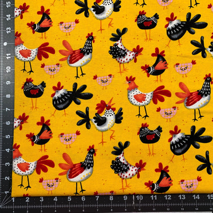 Yellow Chicken FLANNEL 44 - 6361 Cute Hens - Mary Jo Fabrics
