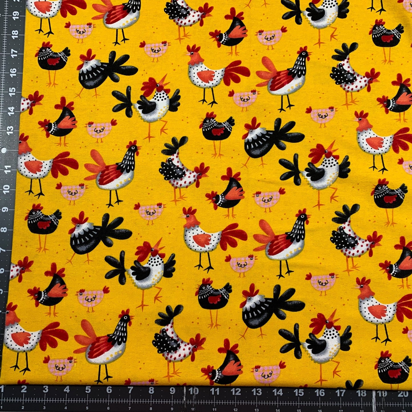 Yellow Chicken FLANNEL 44 - 6361 Cute Hens - Mary Jo Fabrics