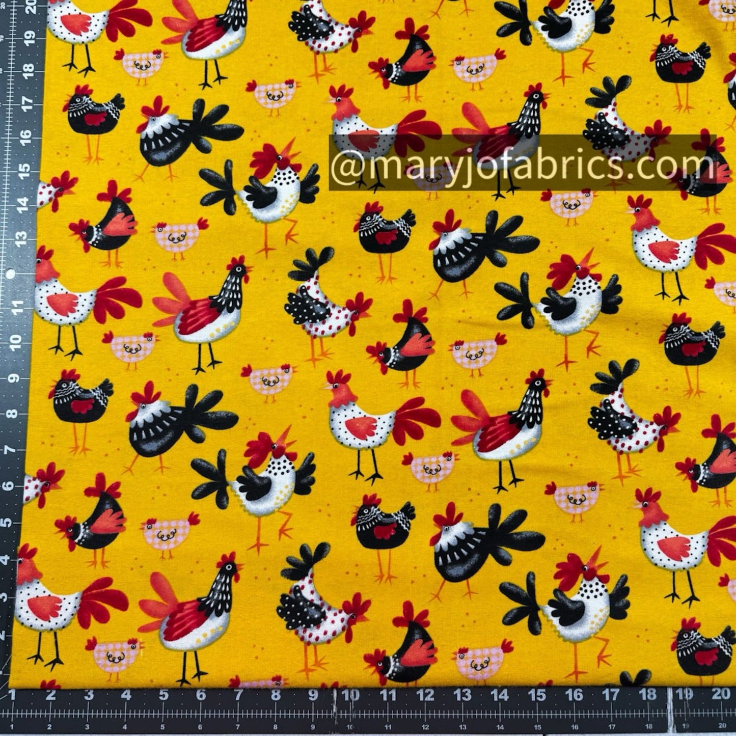 Yellow Chicken FLANNEL 44 - 6361 Cute Hens - Mary Jo Fabrics