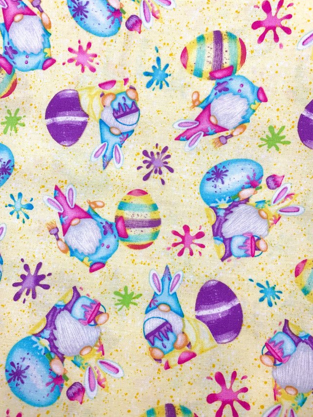 Yellow Easter Gnome fabric 560 - 44 Happy Easter fabric - Mary Jo Fabrics