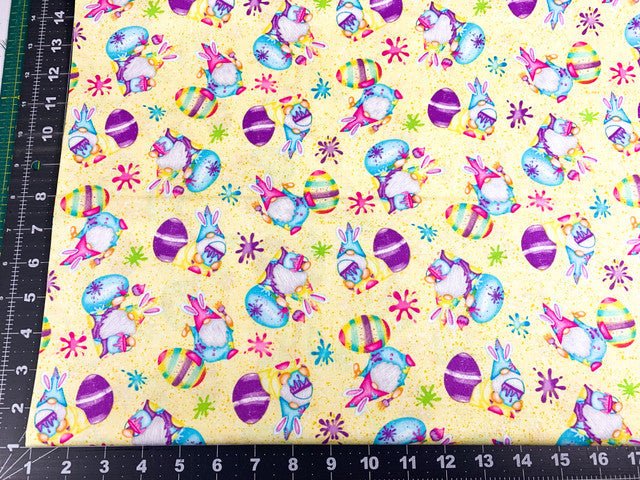 Yellow Easter Gnome fabric 560 - 44 Happy Easter fabric - Mary Jo Fabrics