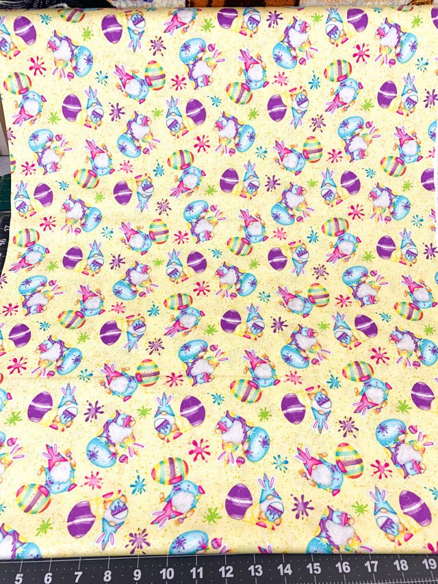 Yellow Easter Gnome fabric 560 - 44 Happy Easter fabric - Mary Jo Fabrics