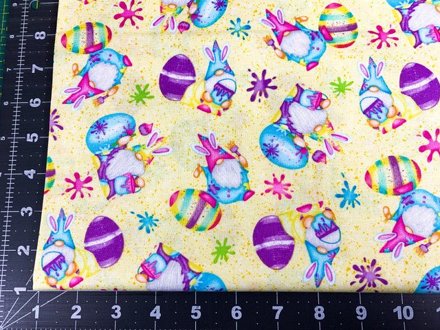 Yellow Easter Gnome fabric 560 - 44 Happy Easter fabric - Mary Jo Fabrics