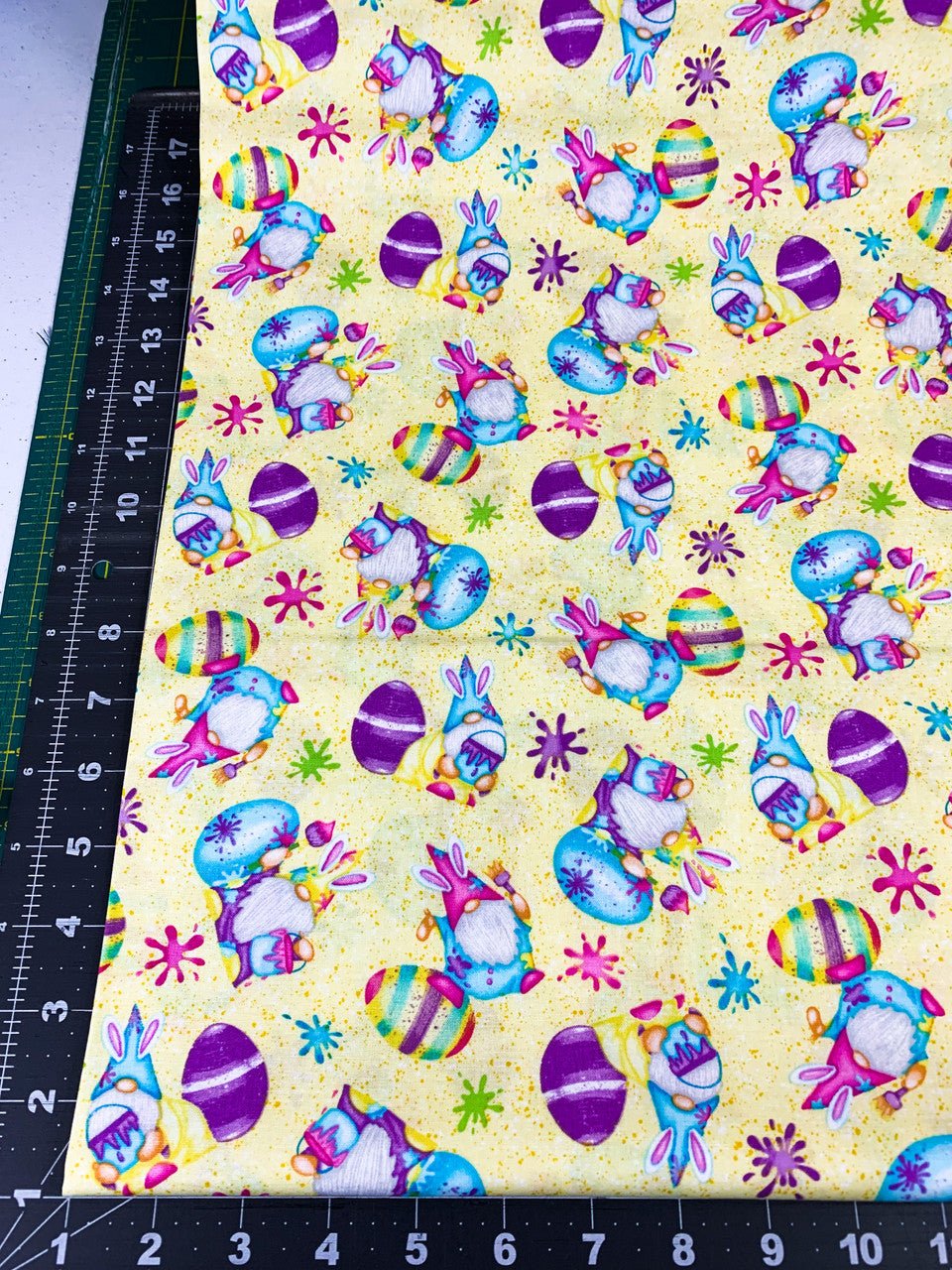 Yellow Easter Gnome fabric 560 - 44 Happy Easter fabric - Mary Jo Fabrics