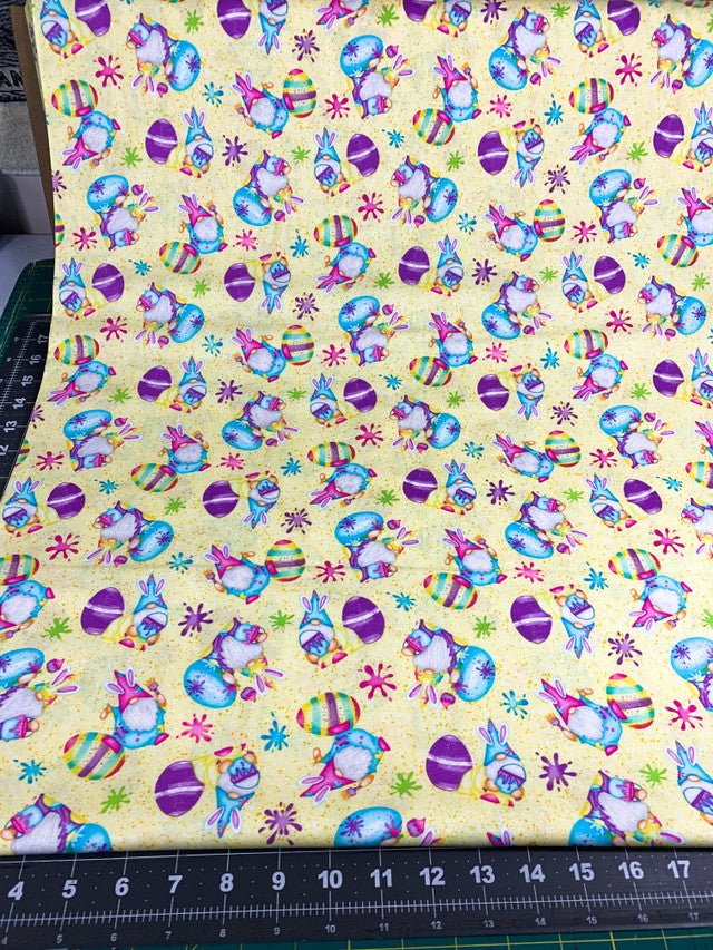 Yellow Easter Gnome fabric 560 - 44 Happy Easter fabric - Mary Jo Fabrics