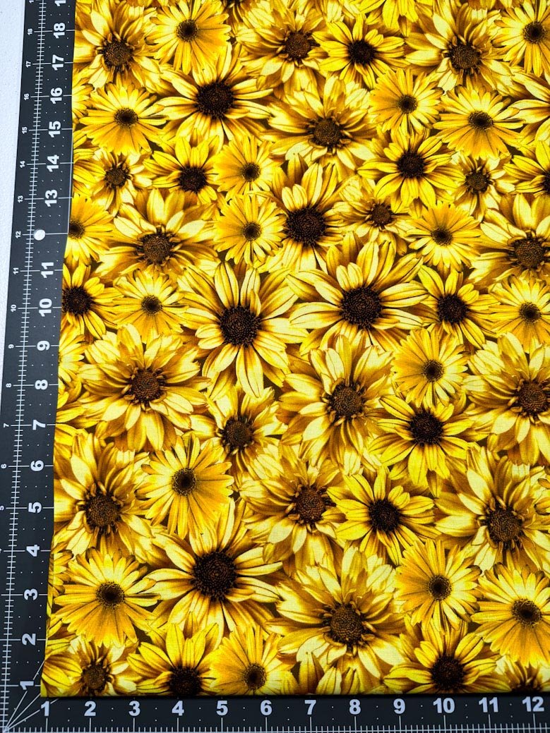 Yellow Honey sunflower fabric CD1362 floral cotton fabric - Mary Jo Fabrics