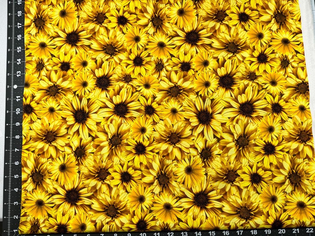 Yellow Honey sunflower fabric CD1362 floral cotton fabric - Mary Jo Fabrics