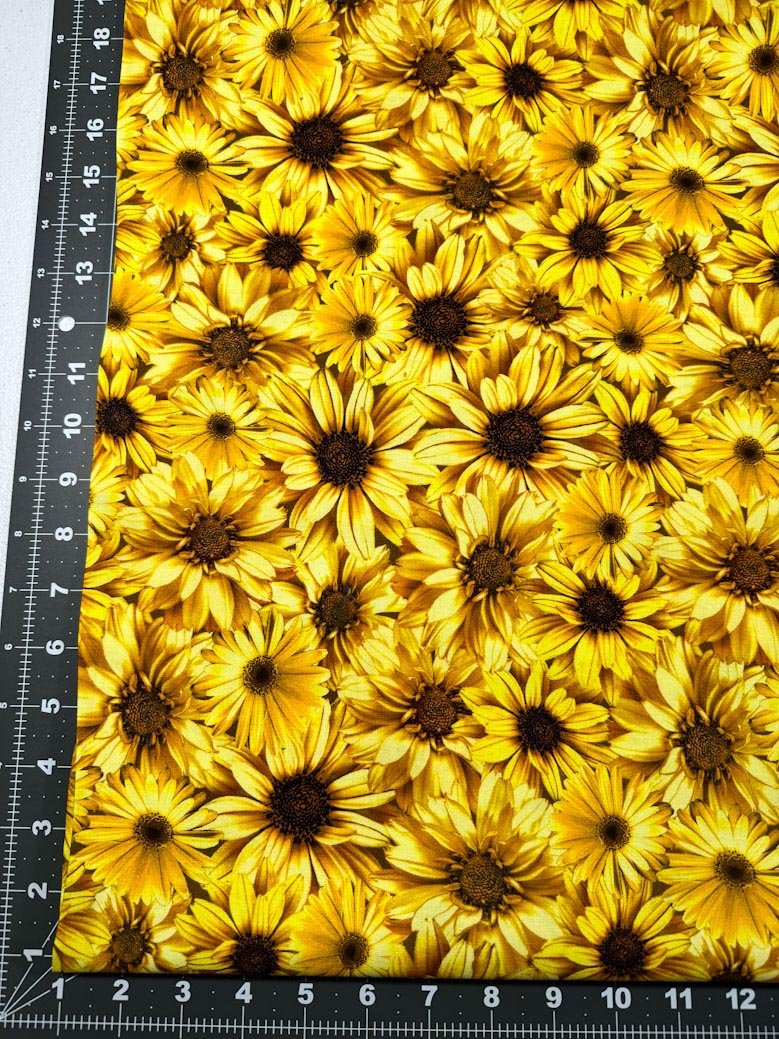 Yellow Honey sunflower fabric CD1362 floral cotton fabric - Mary Jo Fabrics