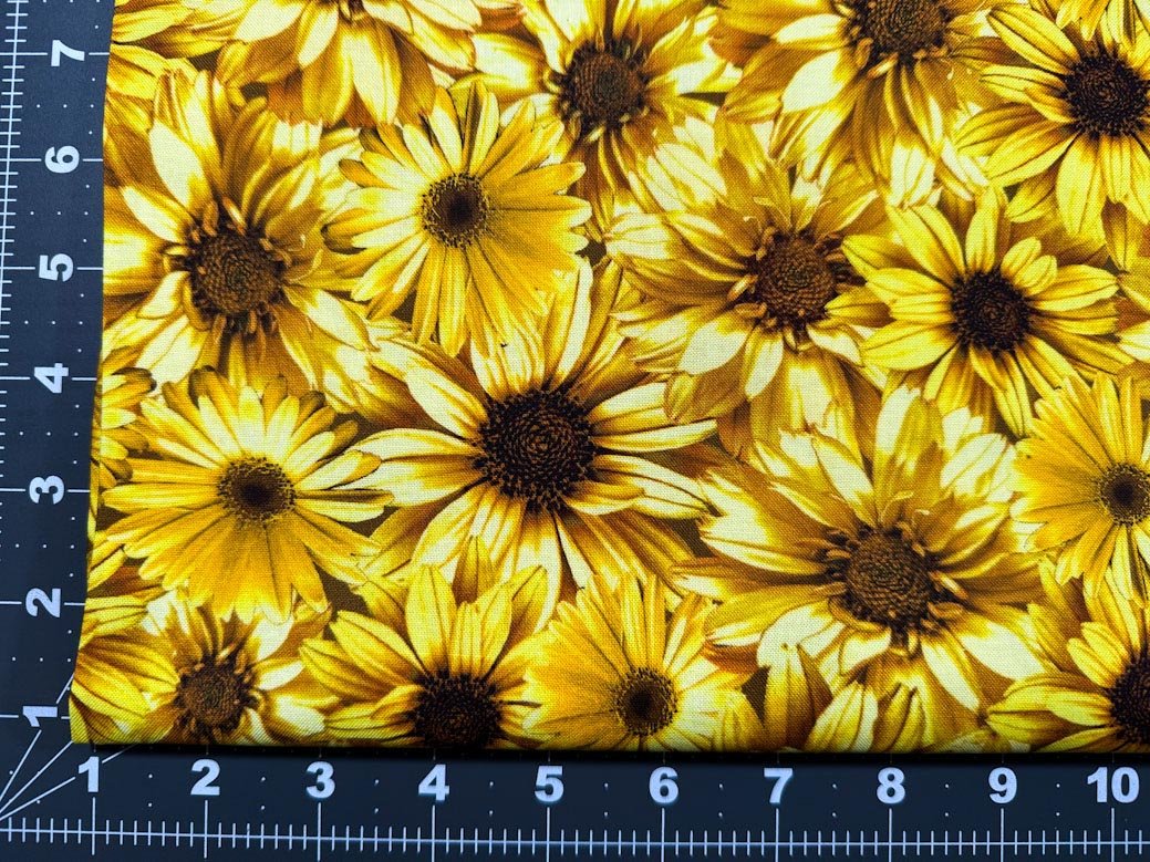 Yellow Honey sunflower fabric CD1362 floral cotton fabric - Mary Jo Fabrics