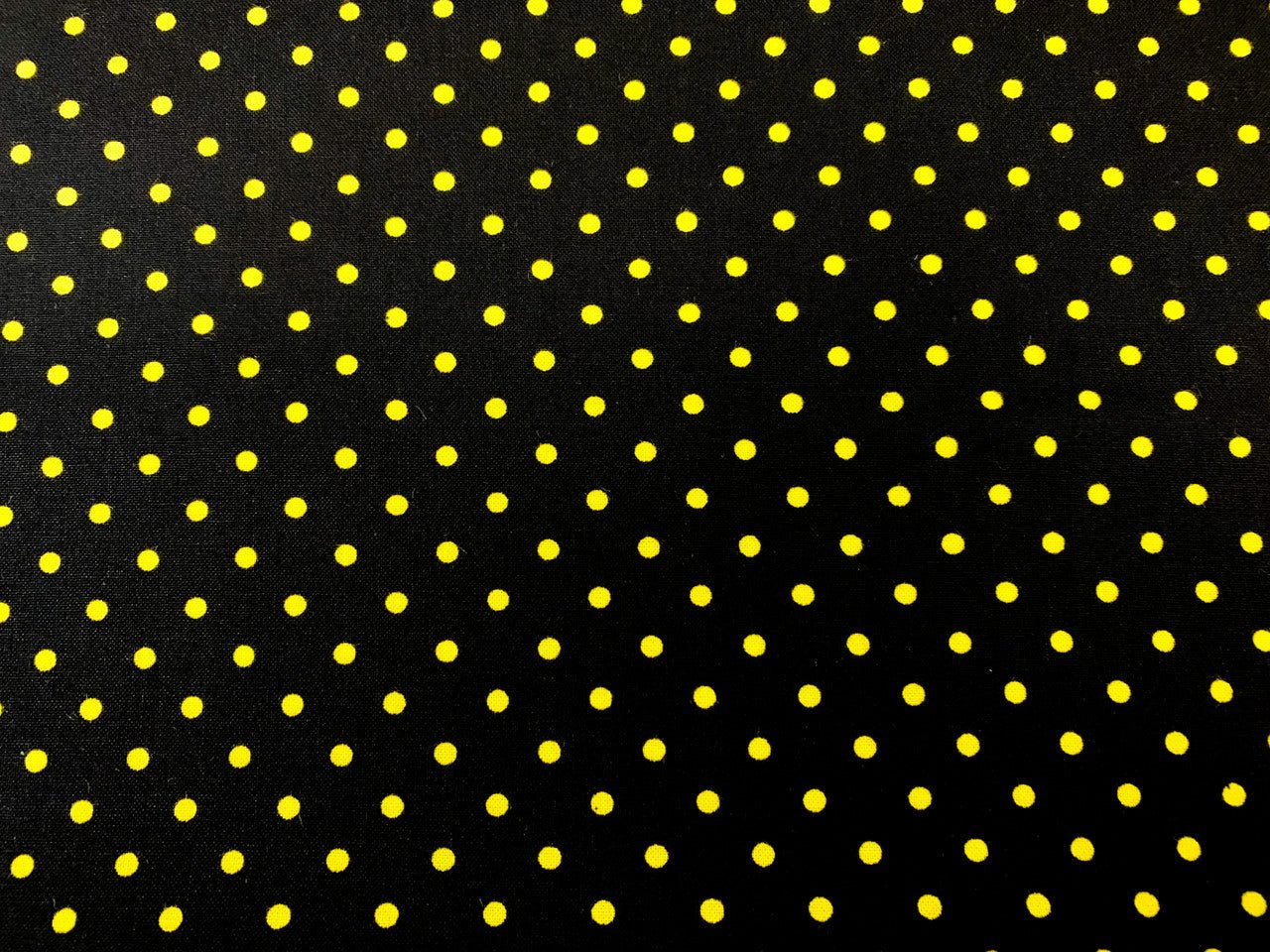 Yellow Polka Dot fabric C1820 Bee Yellow dots on black - Mary Jo Fabrics