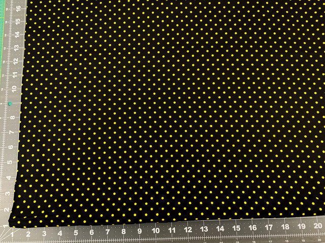 Yellow Polka Dot fabric C1820 Bee Yellow dots on black - Mary Jo Fabrics