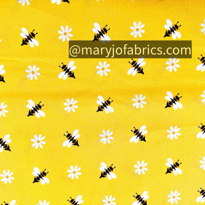 Yellow Simple Bee Fabric DX - 3525 Cute Bumblebees - Mary Jo Fabrics