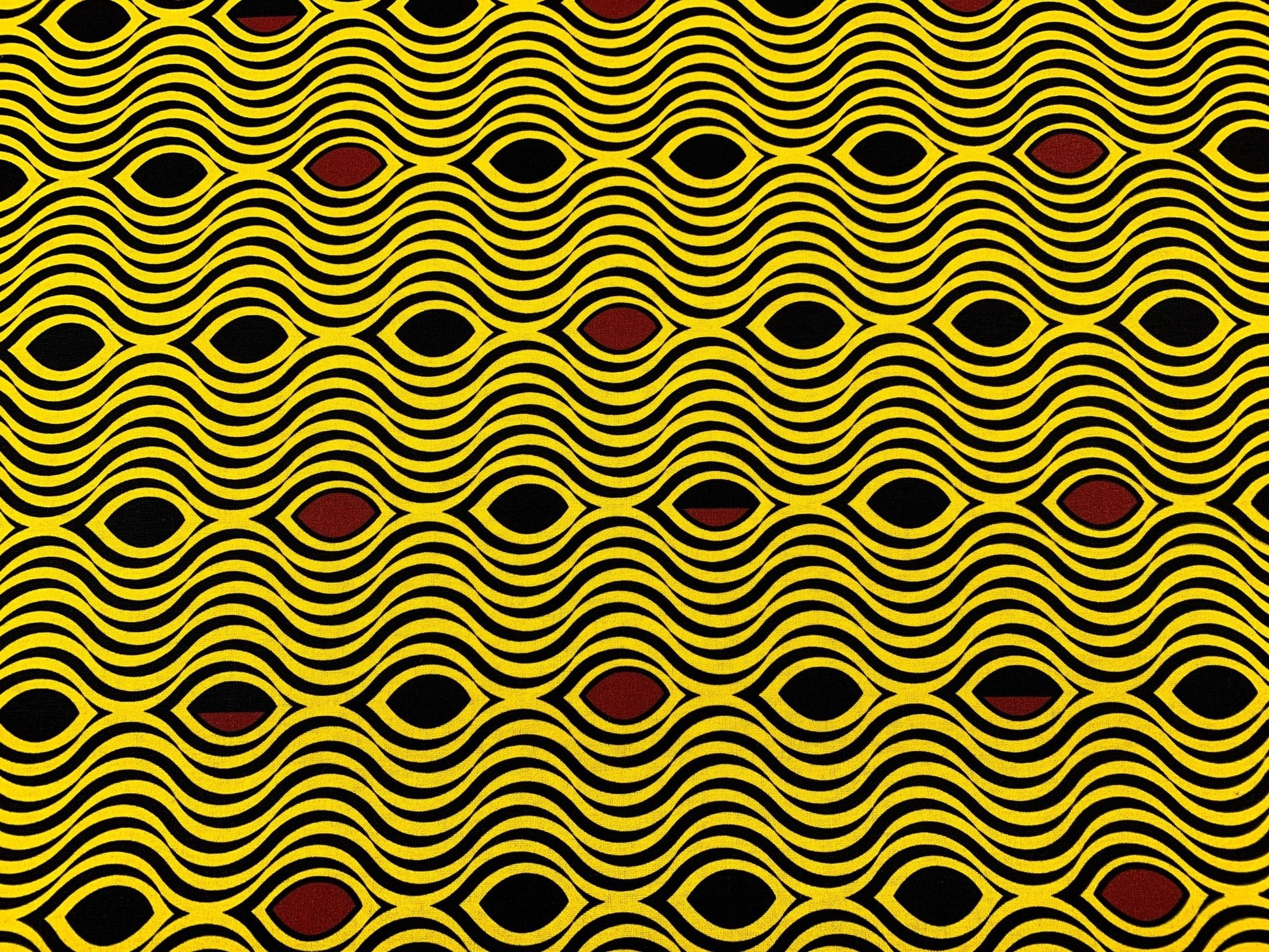 Yellow Waves African fabric 2123 Kenta wave pattern - Mary Jo Fabrics