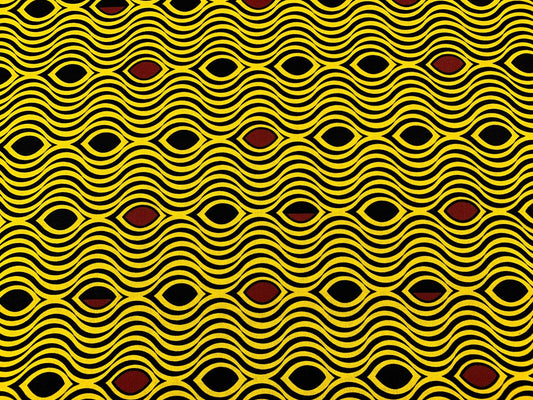 Yellow Waves African fabric 2123 Kenta wave pattern - Mary Jo Fabrics