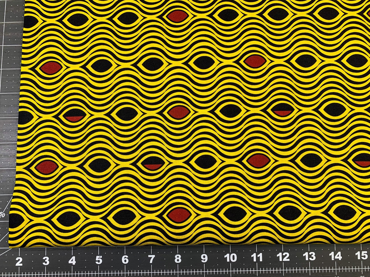 Yellow Waves African fabric 2123 Kenta wave pattern - Mary Jo Fabrics