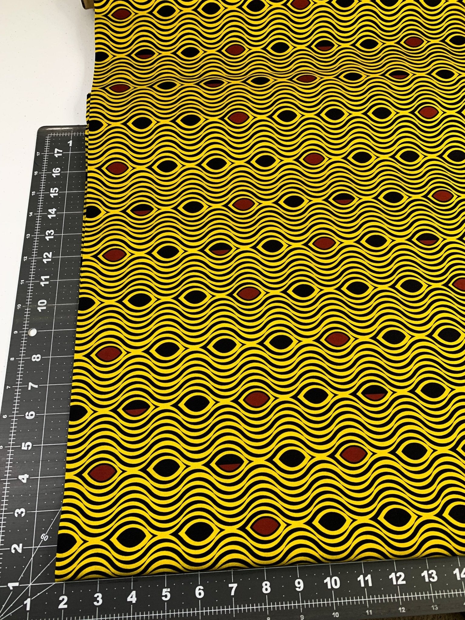 Yellow Waves African fabric 2123 Kenta wave pattern - Mary Jo Fabrics