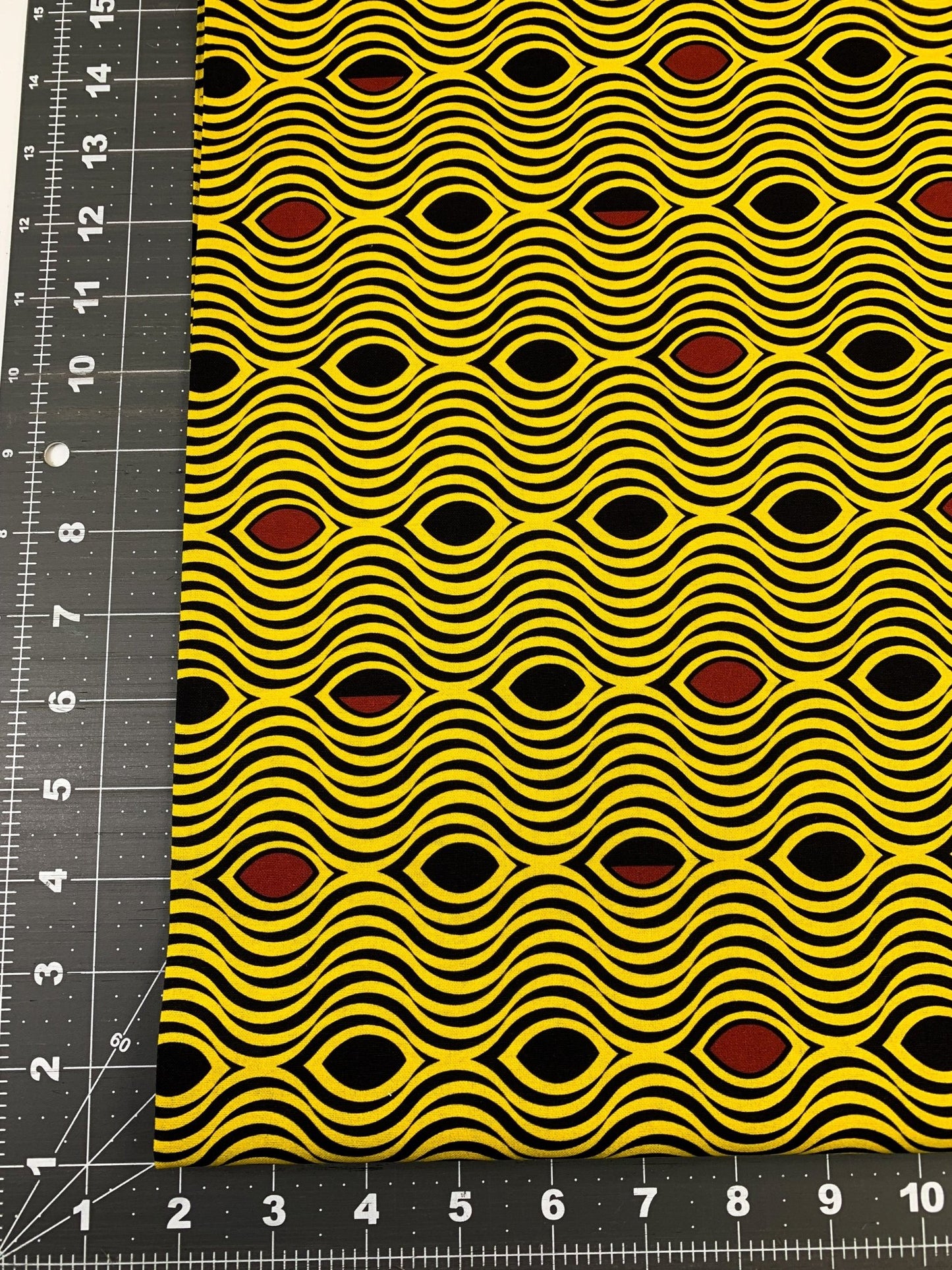 Yellow Waves African fabric 2123 Kenta wave pattern - Mary Jo Fabrics