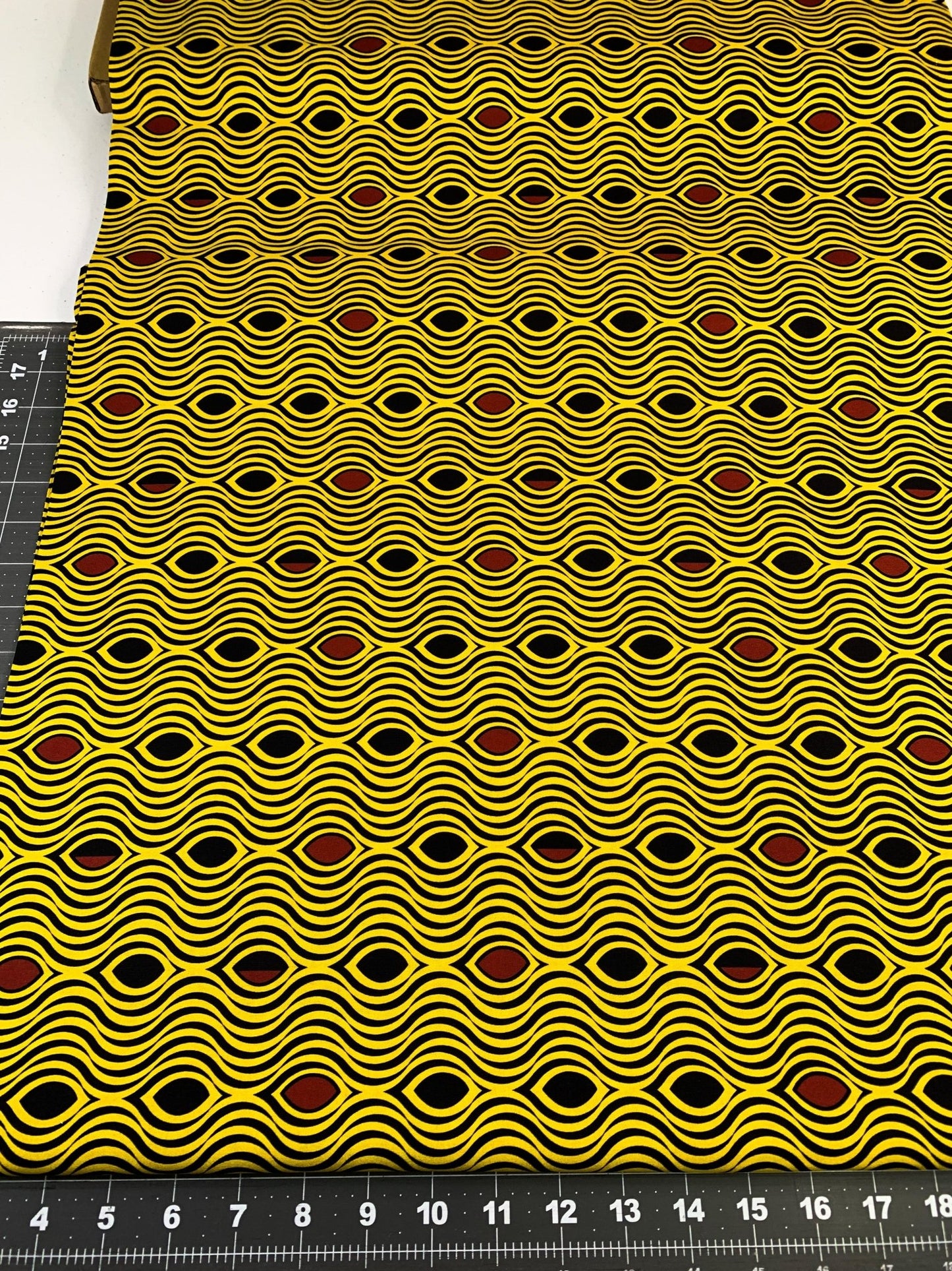 Yellow Waves African fabric 2123 Kenta wave pattern - Mary Jo Fabrics