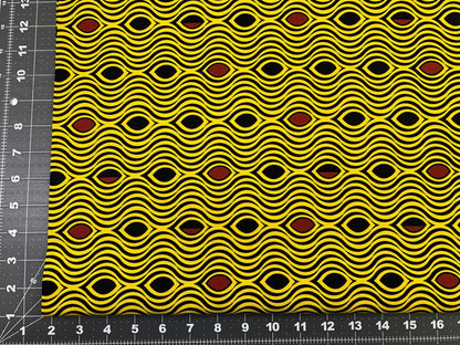 Yellow Waves African fabric 2123 Kenta wave pattern - Mary Jo Fabrics
