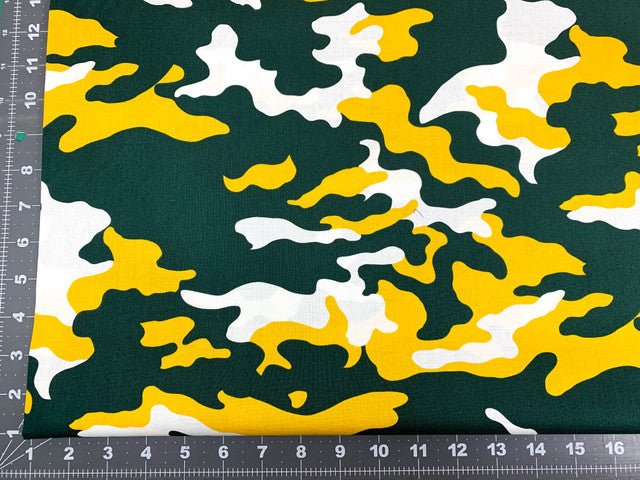 Yellow White Green Camo fabric Yellow Camouflage cotton fabric - Mary Jo Fabrics