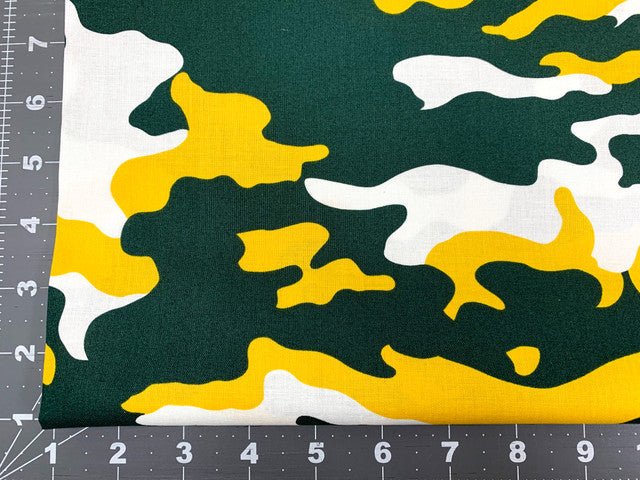 Yellow White Green Camo fabric Yellow Camouflage cotton fabric - Mary Jo Fabrics