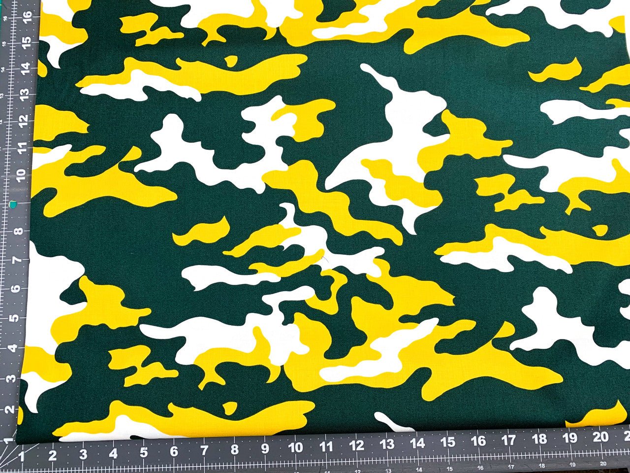 Yellow White Green Camo fabric Yellow Camouflage cotton fabric - Mary Jo Fabrics