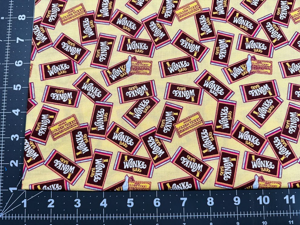 Yellow Wonka Bar Willy Wonka fabric - Mary Jo Fabrics