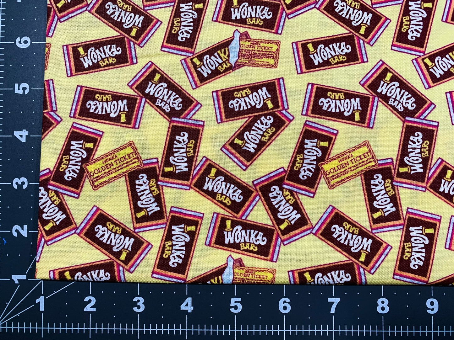 Yellow Wonka Bar Willy Wonka fabric - Mary Jo Fabrics