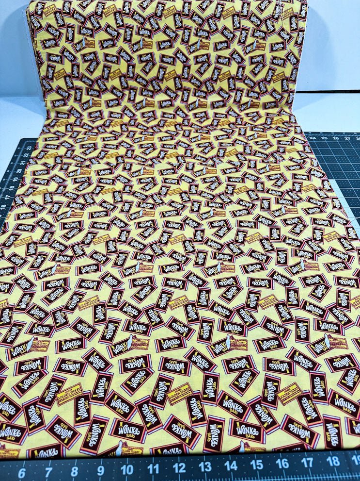 Yellow Wonka Bar Willy Wonka fabric - Mary Jo Fabrics