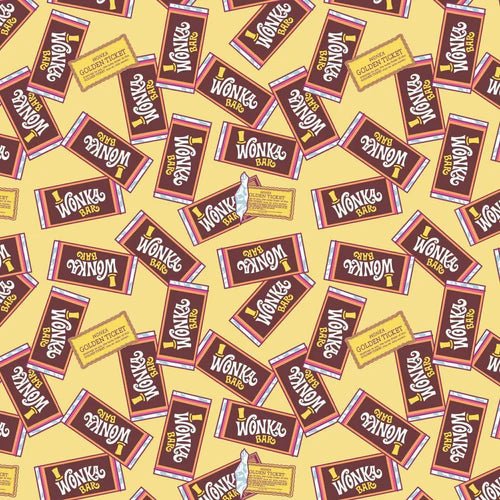 Yellow Wonka Bar Willy Wonka fabric - Mary Jo Fabrics