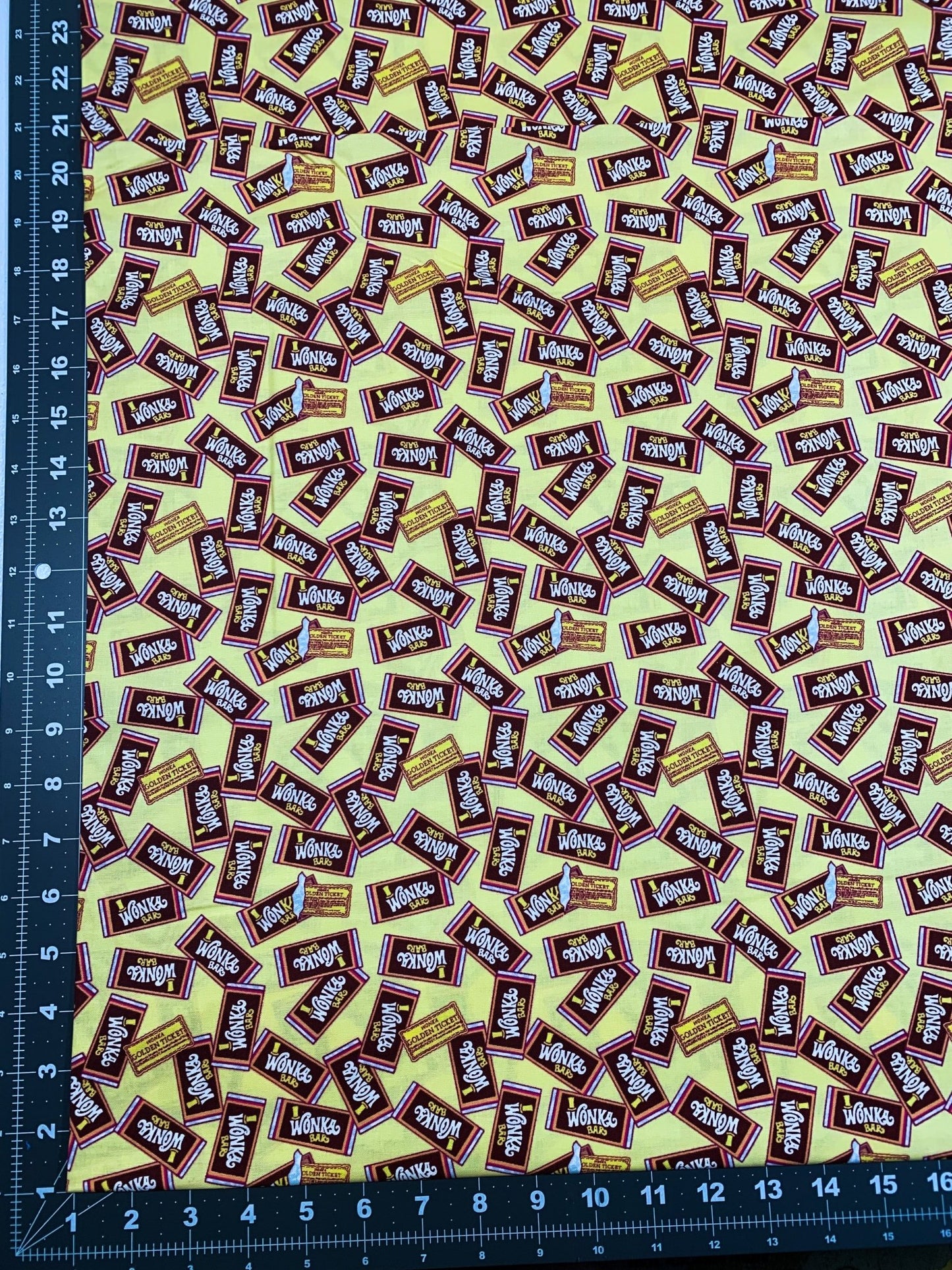 Yellow Wonka Bar Willy Wonka fabric - Mary Jo Fabrics