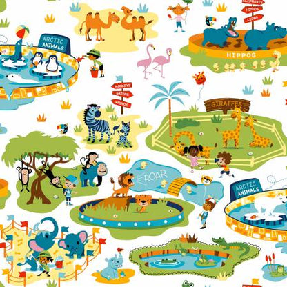 Zooville fabric D130 baby zoo animal nursery fabric - Mary Jo Fabrics