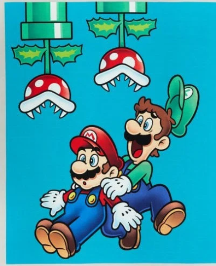 Nintendo Super Mario quilt panel 35.5" x 43" Mario Bros Jump Mario quilt
