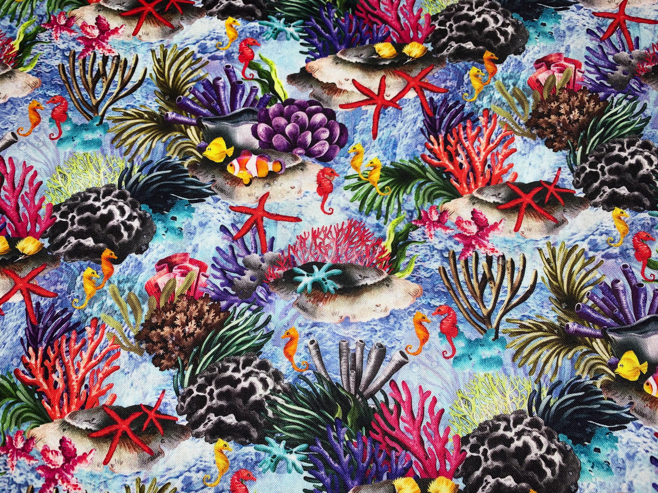 Light Blue Reef Ocean fabric 59-3862 Sea fabric