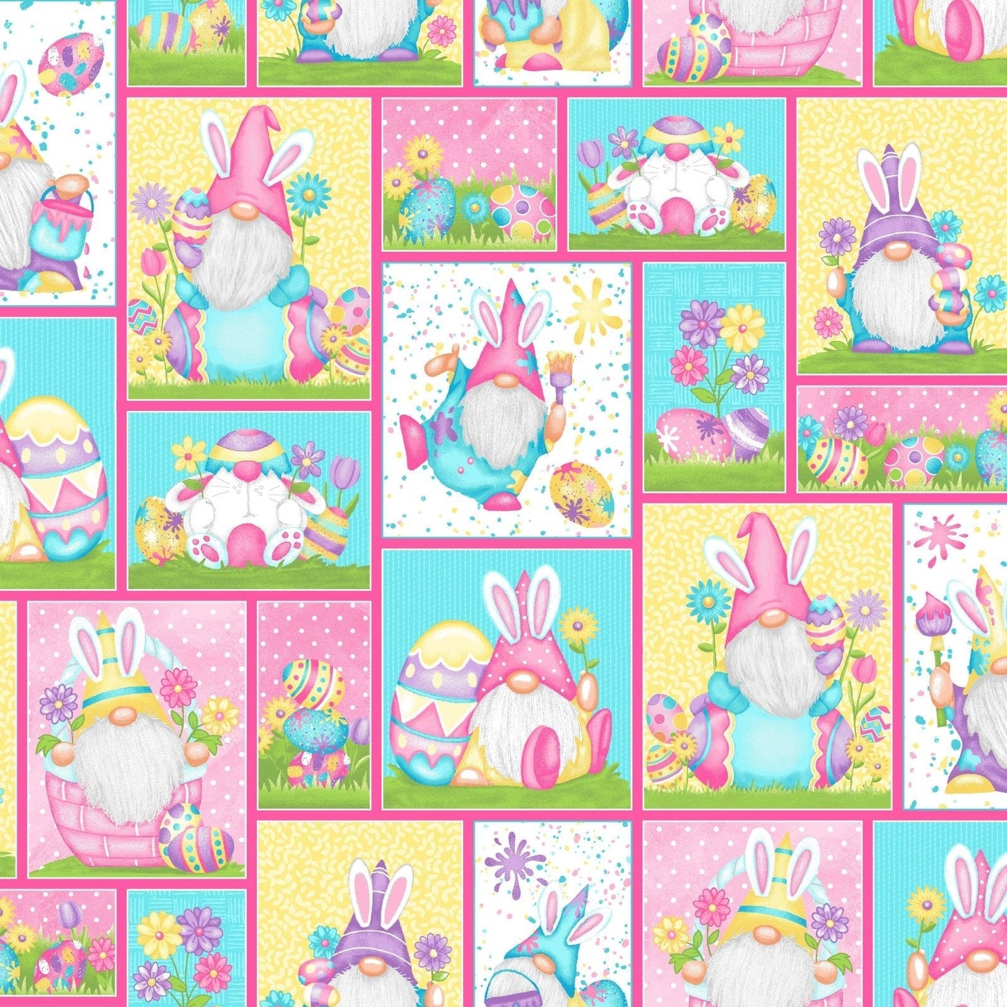 Hoppy Easter Gnome fabric 562-21 Patchwork Easter fabric