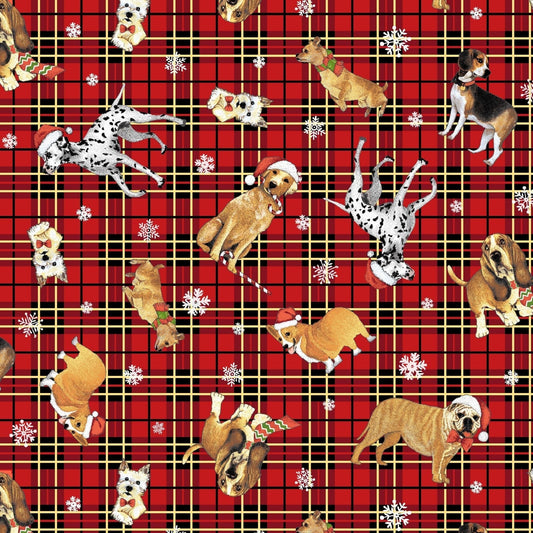 Santa Dog Christmas fabric 6349-88  Santa Claus Dog Fabric