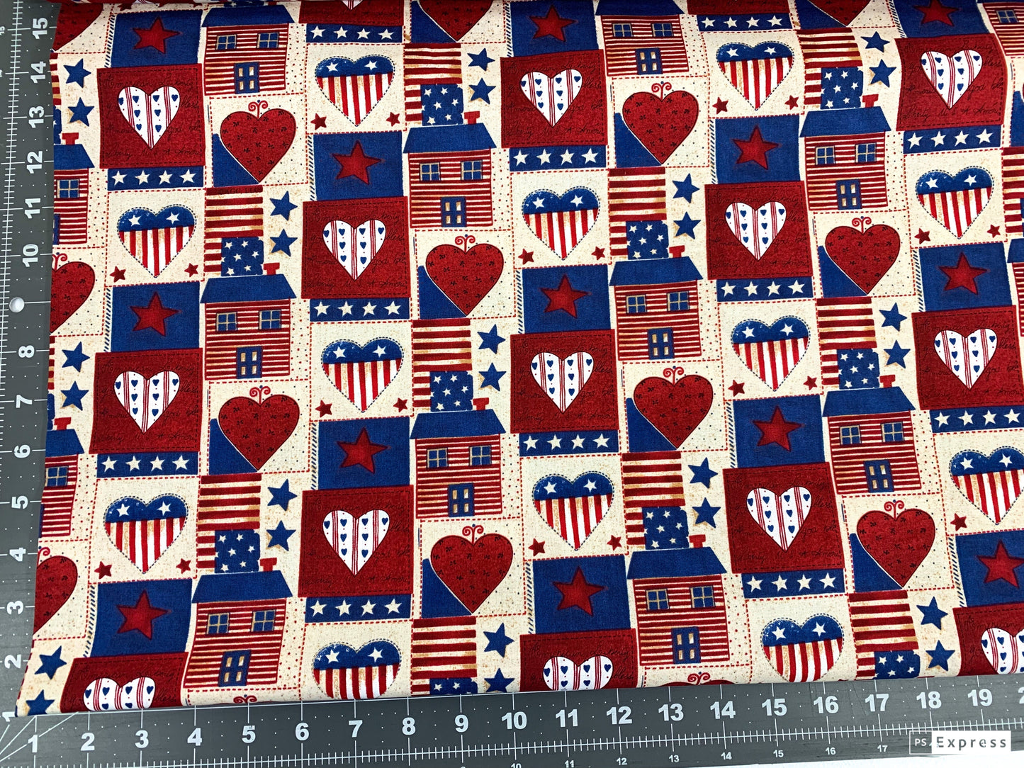 USA Heart Patriotic fabric AG-9063-1B Americana hearts