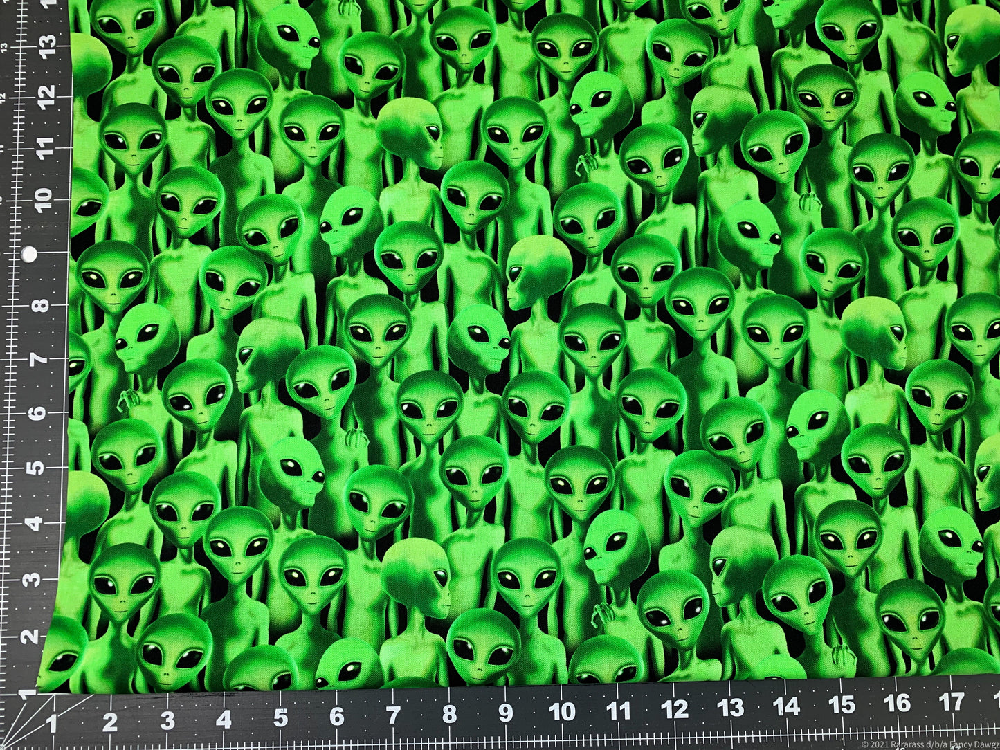 Green Alien fabric D8842 Space alien cotton fabric