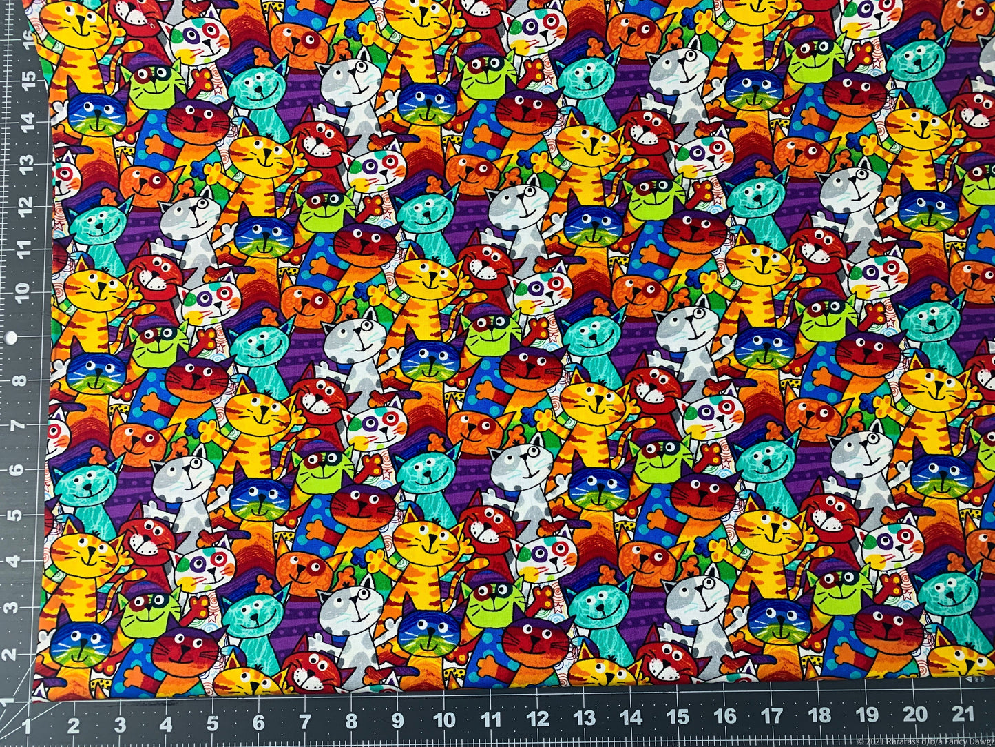 Cute Stacked Cats fabric C6341 cat cotton fabric