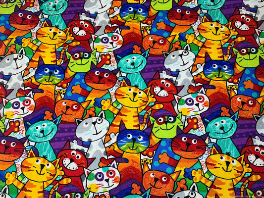 Cute Stacked Cats fabric C6341 cat cotton fabric
