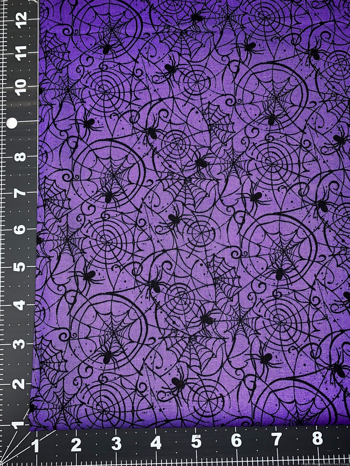 Black spider and spiderweb fabric 16662389 Purple Halloween fabric