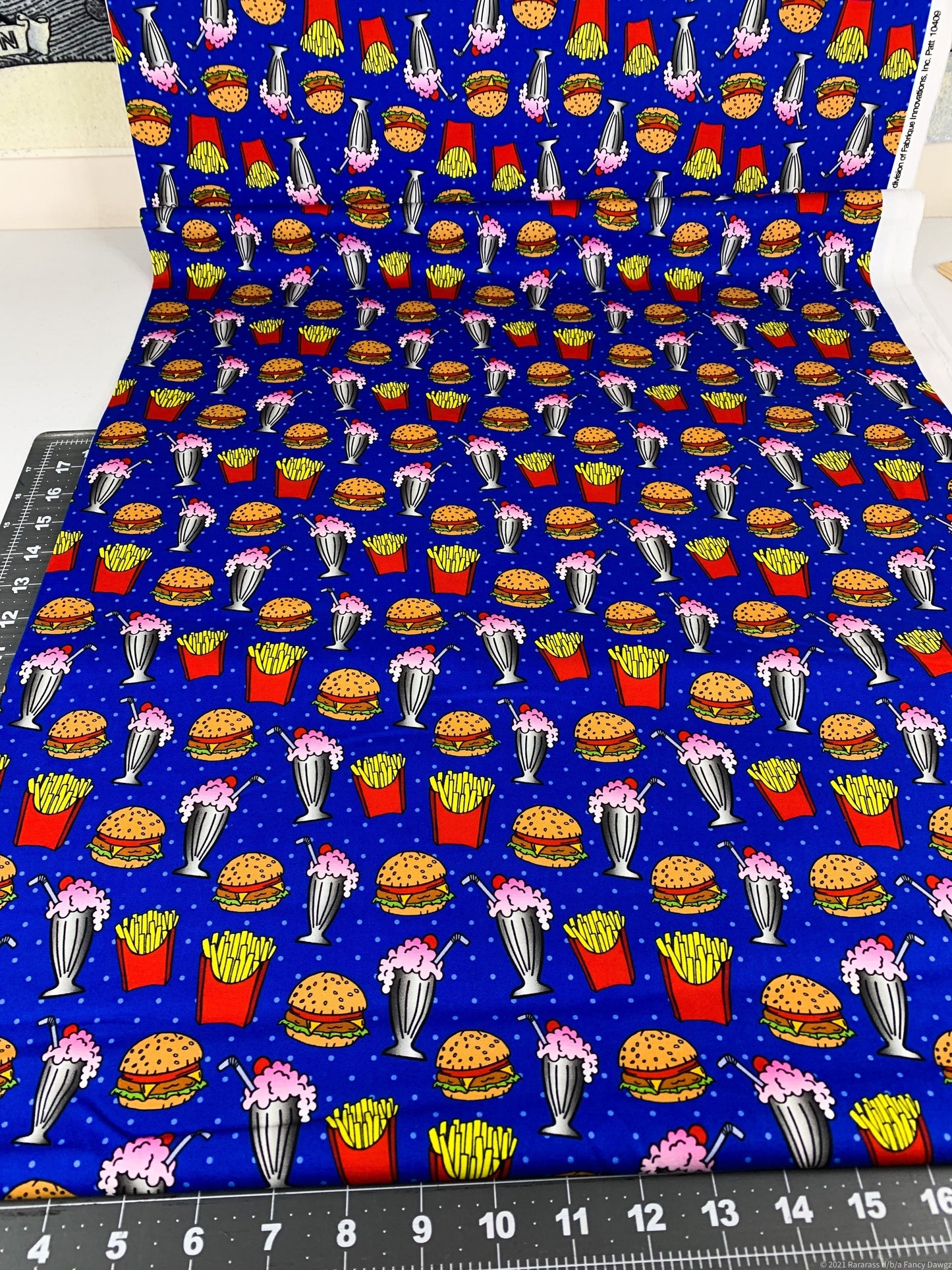 Drink fabric Milkshakes French Fries Hamburger fabric