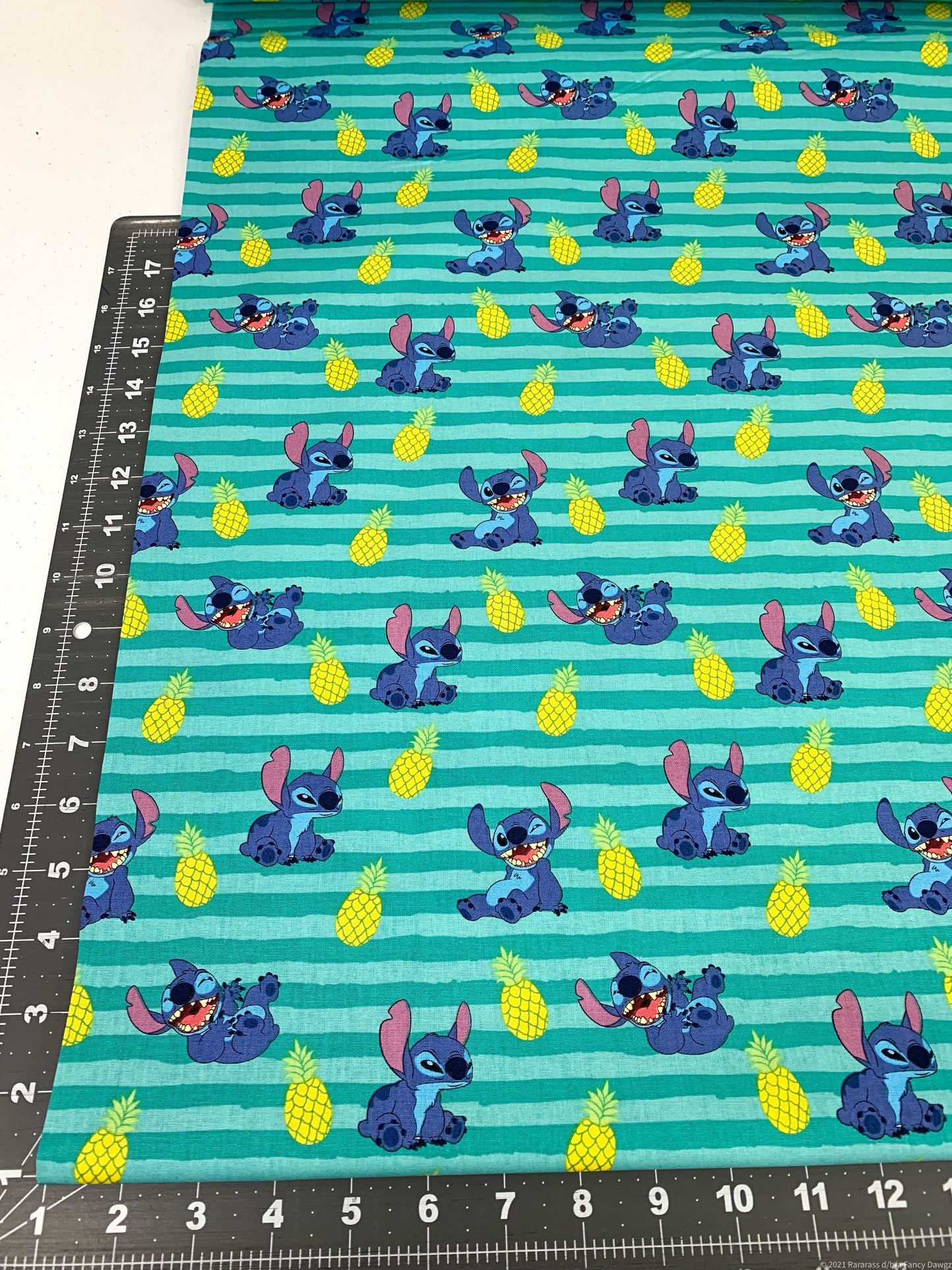 Lilo and Stitch fabric CP69547 Green stripe