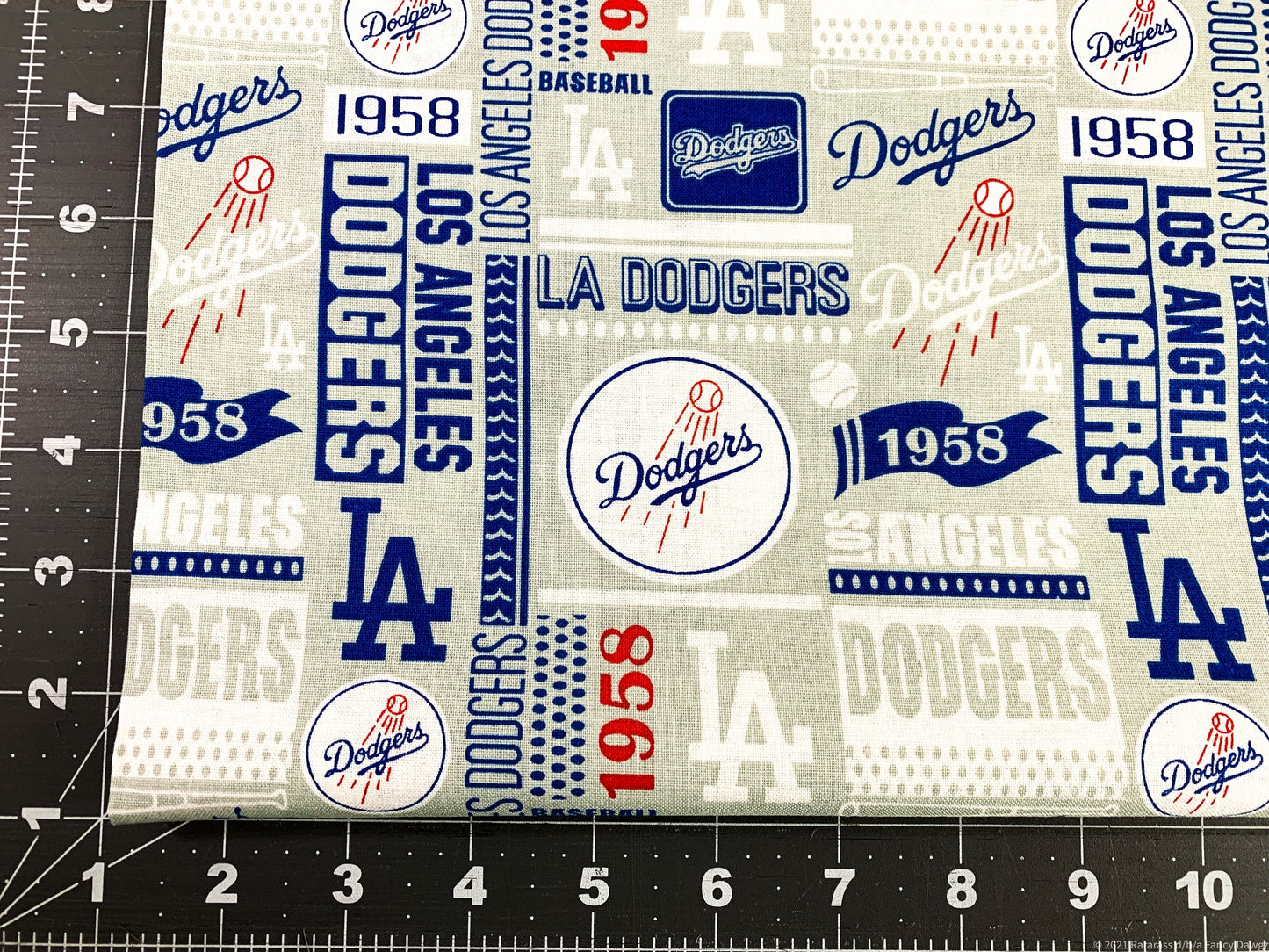 LA Dodgers fabric Grey 1958 MLB fabric Los Angeles Dodger fabric