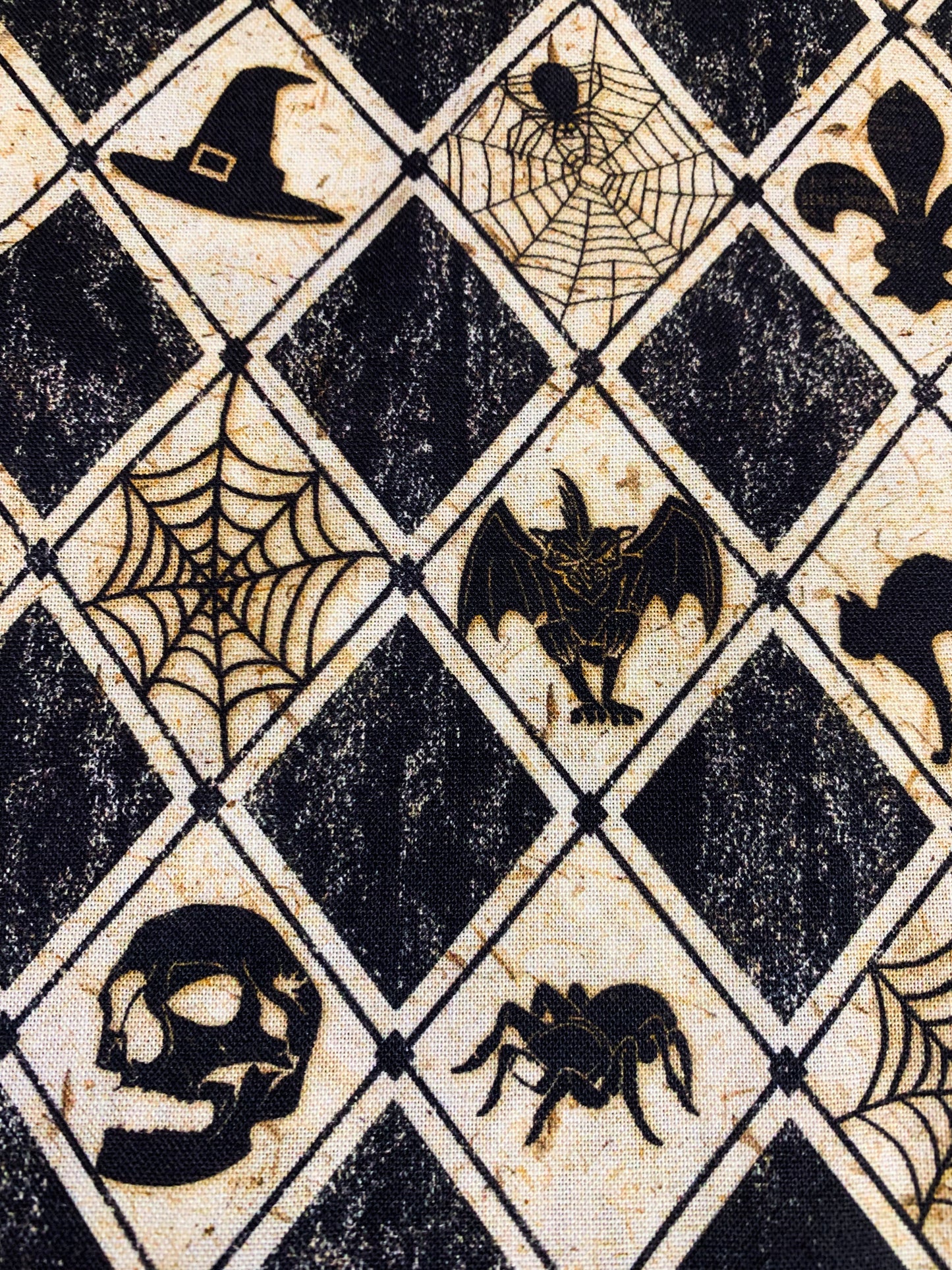 Spooky diamond Halloween fabric bats and spider fabric